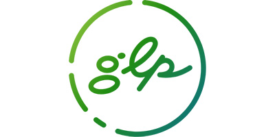 a logo with green and blue lines