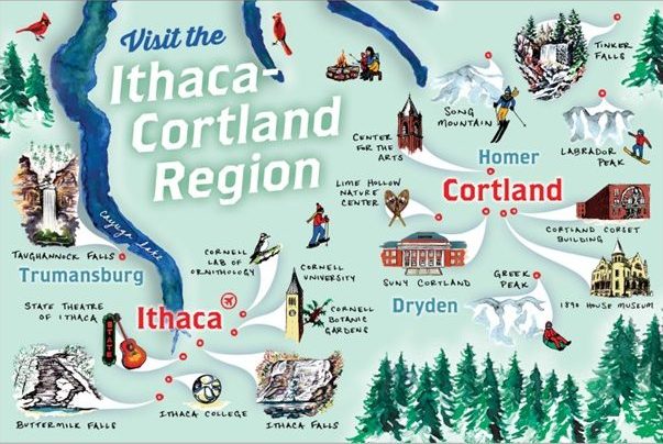 Map of Ithaca-Cortland attractions.