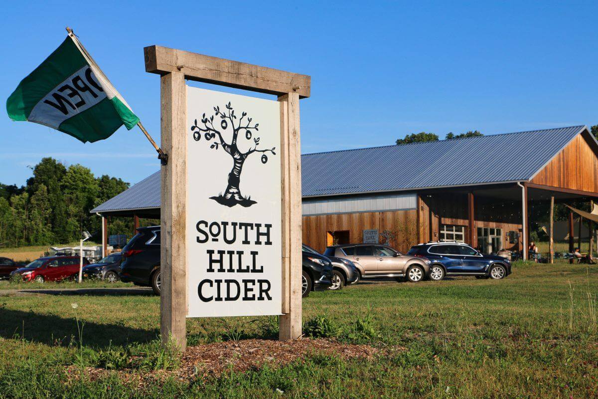 Cider sign outside a building.
